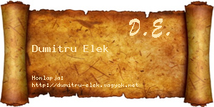 Dumitru Elek névjegykártya